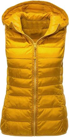 Generic Womens Padded Gilet Cozy Gilets Ladies Long Zip Pockets Teddy Fleece for Women Waistcoat Winter Wear Side Split Sleeveless Jacket Warm Yellow