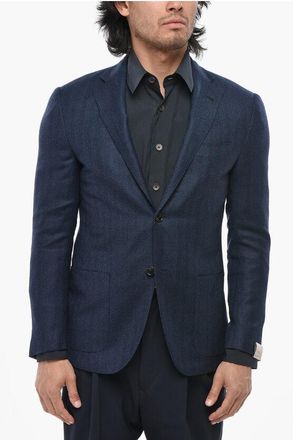 Corneliani Virgin Wool Herringbone Blazer ACADEMY LIGHT size 46