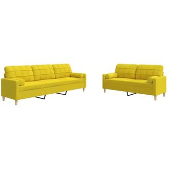 vidaXL Vidaxl - Juego De Sof&aacute;s Con Cojines 2 Piezas Tela Amarillo Claro