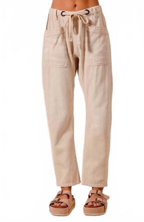 So Me Vintage Washed Slim Barrel Pant In Ecru