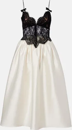 Self Portrait Taffeta and lace midi dress