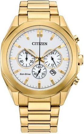 Citizen Eco-Drive Chronograph Bracelet Watch, 41mm in Gold at Nordstrom Rack
