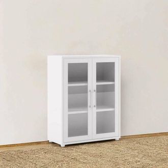 Dmora Dmora - Aparador Ampezzo, Buf&eacute; De Sal&oacute;n, Aparador De Sal&oacute;n, Despensa De Cocina, 89x40 H113 Cm, Blanco