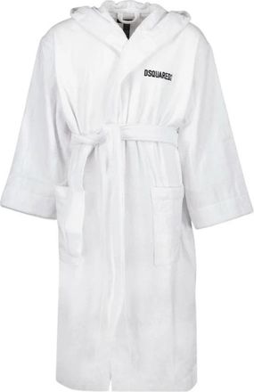 Dsquared2 Iconische Badjas met Lange Mouwen - Heren - Badjassen - Wit - XS - Katoen - Nachtkleding