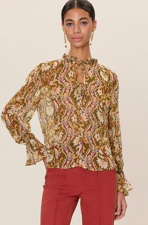 Rebecca Taylor Isha Printed Blouse in Pesto Combo at Nordstrom, Size X-Small