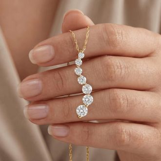 Pompeii3 1ct Diamond Journey Pendant 14K Yellow Gold New