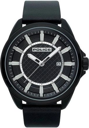 Police Herenhorloge Zwart Roestvrij Staal Leren Band 50mm Checkmate Pl. 15408Jsb/02 - Heren - Horloges - Zwart - ONE Size - Accessoires