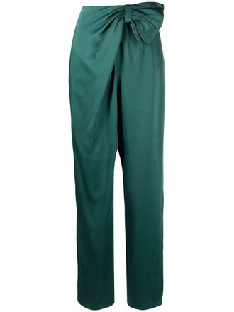 Alberta Ferretti bow-detail tapered trousers - women - Acetate/Viscose/Acetate/Cupro - 44 - Green