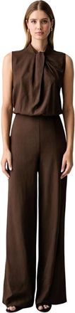 Vicolo Tuta con collo a fiocco e gamba larga - - Jumpsuits & Playsuits - Donna - Marrone - S