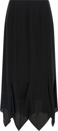 Valentino Garavani Black Silk Midi Womens Skirt
