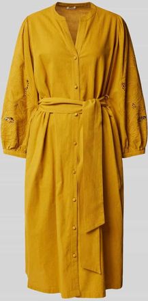 Seidensticker Seidensticker Midikleid aus Baumwoll-Leinen-Mix in Senf, Größe 42