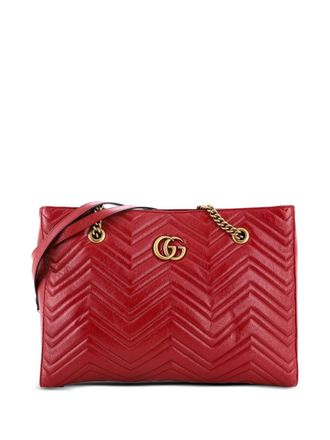 Gucci GG Marmont Zip Tote Matelasse Leather Medium shoulder bag - Rood