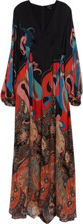 Etro Paisley Long Sleeve Silk Maxi Dress in Printed Black Base at Nordstrom, Size 6 Us