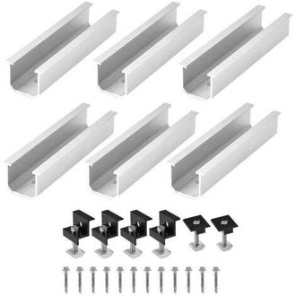 OEM Kit De Montaje Para Paneles Solares: 6 Rieles De Aluminio Cortos Ajustables De 12 Cm Para Paneles Solares De 30-35 Mm, Techo Plano, Kit De Fijaci&oacute;n Fo