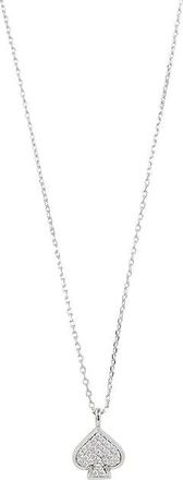 Kate Spade New York Everyday Spade Pave Mini Pendant Womens Necklace Clear/Silver, Brass