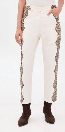 The Great. Lace Print Wayne Jean In Cream Brown