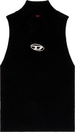 Diesel Ribgebreide Top met Col - Dames - Tops zonder mouwen - Zwart - XS - Tops