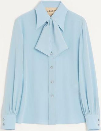 Valentino Camicia In Crepe De Chine Donna CELESTE 36