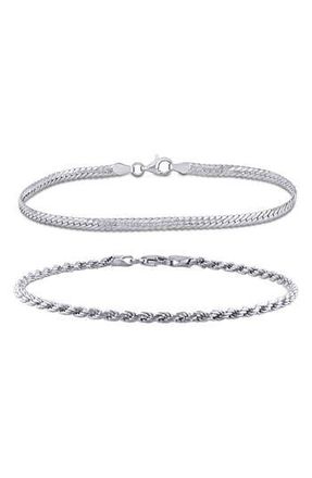 Delmar Set of 2 Mixed Chain Bracelets in Silver at Nordstrom Rack