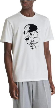 Antony Morato Relaxed Fit Katoenen T-Shirt Met Zachte Skull Print - Heren - T-shirts - Beige - M - Katoen - Tops