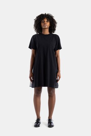 sacai Womens Black Jersey And Nylon Hybrid Dress