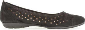 Gabor Geperforeerde Ballerina Pump - Dames - Ballerinas - Zwart - 38 EU - Leer - Schoenen