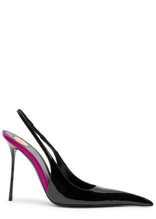 Saint Laurent Amalia 110 Patent Leather Slingback Pumps - Black