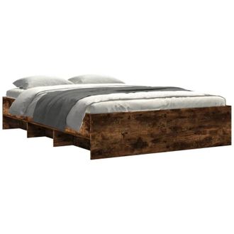 vidaXL Vidaxl - Estructura De Cama Sin Colch&oacute;n Madera Roble Ahumado 120x190 Cm
