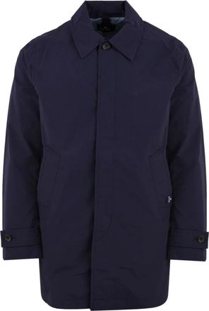 Paul Smith Navy Lined Mac - Heren - Zomerjassen - Blauw - XL - Polyester - Jassen