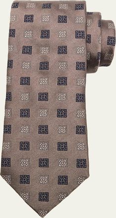 Brunello Cucinelli Mens Medallion Silk and Cotton Tie