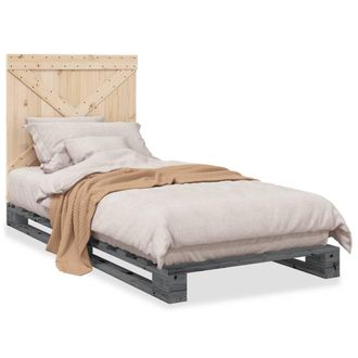 Berkfield Home Bed Frame without Mattress Grey 90x200 cm Solid Wood Pine
