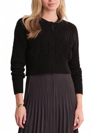 525 america Amara Cropped Cable Cardigan In Black