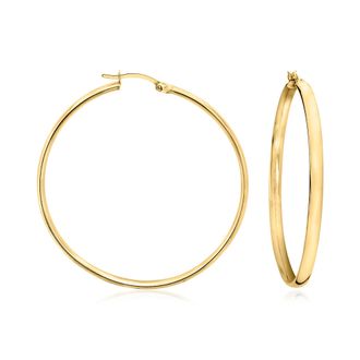 Ross-Simons 18kt Gold Over Sterling Flat Hoop Earrings