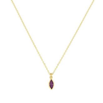 Set & Stones Marquise Birthstone Charm Necklace in Gold /February at Nordstrom