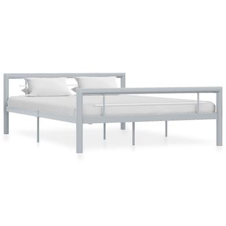 vidaXL Estructura De Cama Sin Colch&oacute;n Metal Gris Y Blanco 160x200 Cm Vidaxl