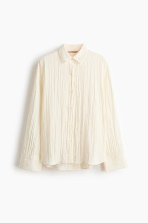 H&M Gecrinkelte Bluse - Cremefarben