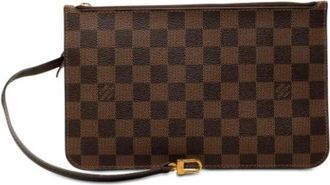 Louis Vuitton Pre-owned Damier Canvas Pouch - Dames - Vintage Clutch - Bruin - ONE Size - Leer - Vintage