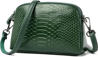 Generic Cowhide Bags, Compatible For Women Simple Handbag And Purses Female Travel Totes Solid Color Genuine Leather Fashion Shoulder(Green)