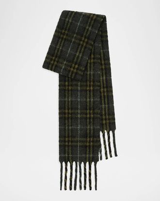 Burberry Narrow Check Alpaca Wool-Blend Scarf