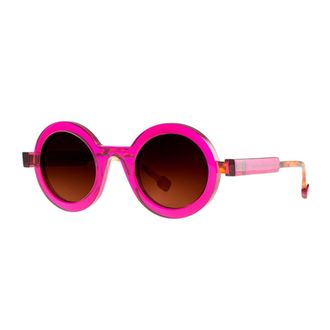 Theo Eyewear Pink Cassette 7 Acetate Round Sunglasses