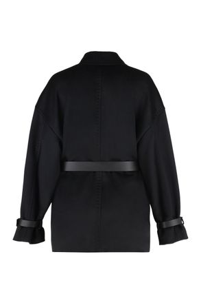 Max Mara Womens Double-Breasted Coat Pausa Virgin Wool Black Double Breasted & Peacoats