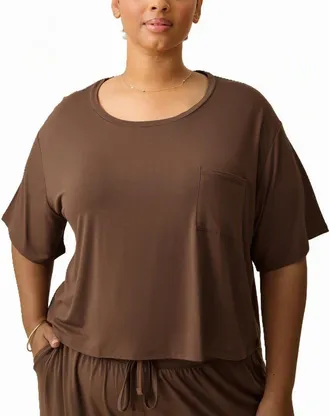 Kindred Bravely Aria Casual Cropped Short Sleeve Top in Chocolate at Nordstrom, Size X-Large