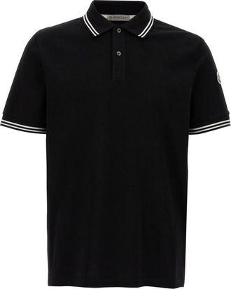 Moncler Black Polo Shirt Short Sleeve - male - Moncler - Polo Shirts - Black - S - Tops