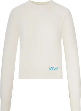 Loewe WOOL SWEATER WITH HAND-EMBROIDERED LOEWE DETAIL APPLIED TO THE HEM - Loewe - Woman