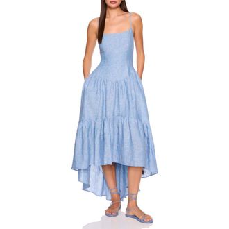 Susana Monaco Drop Waist High-Low Maxi Dress in Sailor at Nordstrom, Size X-Small