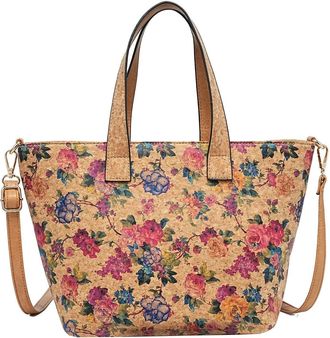 Generic Cork Print Multifunctional Tote Bag | Uni Bag with Designs, Adjustable Shoulder Strap, 36x24x15cm, Zippered Interior and Exterior Pockets (Rose)