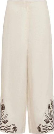 Marella Wijde broek - Dames - Wijde Broeken - Beige - L - Broeken