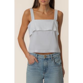 Kut from the Kloth Melanie Crop Linen & Cotton Blend Tank in White at Nordstrom, Size X-Large