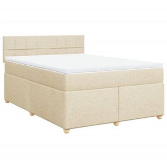 vidaXL Cama Box Spring Con Colch&oacute;n Tela Color Crema 140x200 Cm Vidaxl