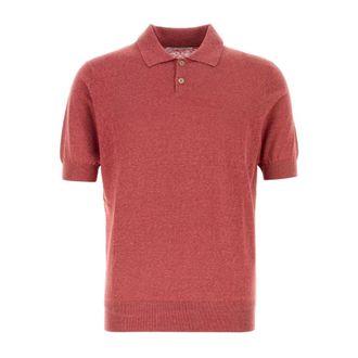 Brunello Cucinelli Brunello Cucinelli, Round-neck Knitwear, male, Pink, Size: L Short-Sleeve Polo